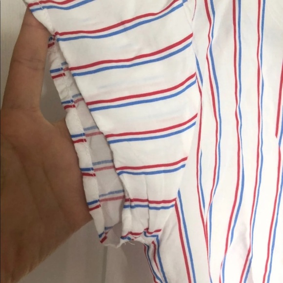 Garage red white blue tie crop top blouse - Picture 4 of 6